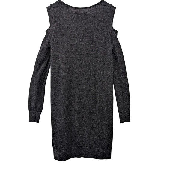 AllSaints Neri Twist Cold Shoulder Sweater Dress Black 100% Merino Wool - Small - Picture 3 of 7